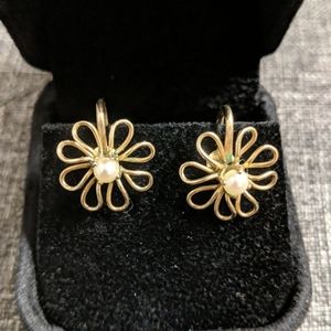 Vintage 12k GF Von dell pearl earrings